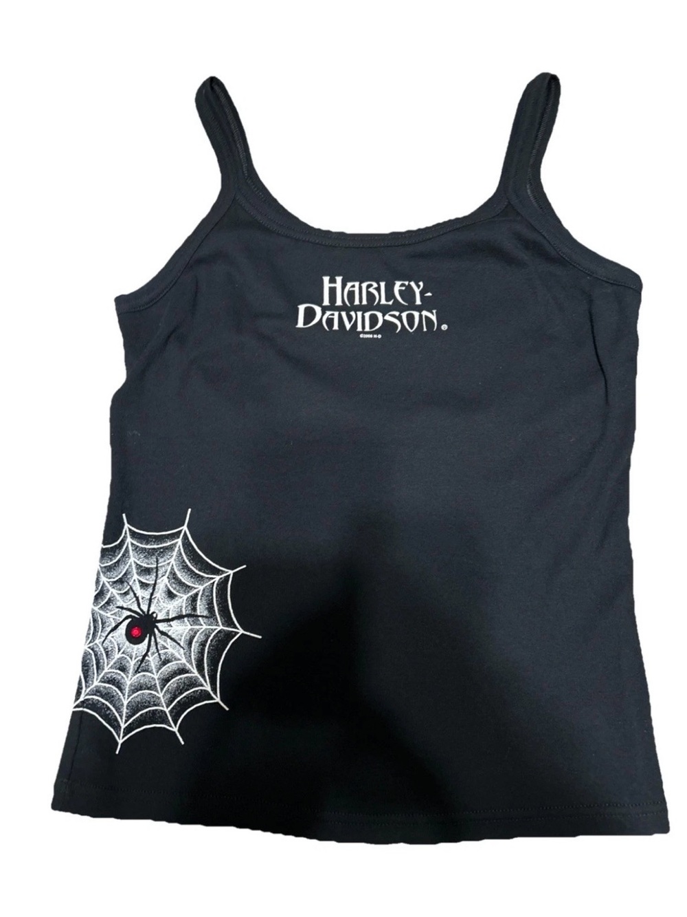 Harley Davidson Women's Black Tank XL 2006 - Black Widow Web Rhinestone Body